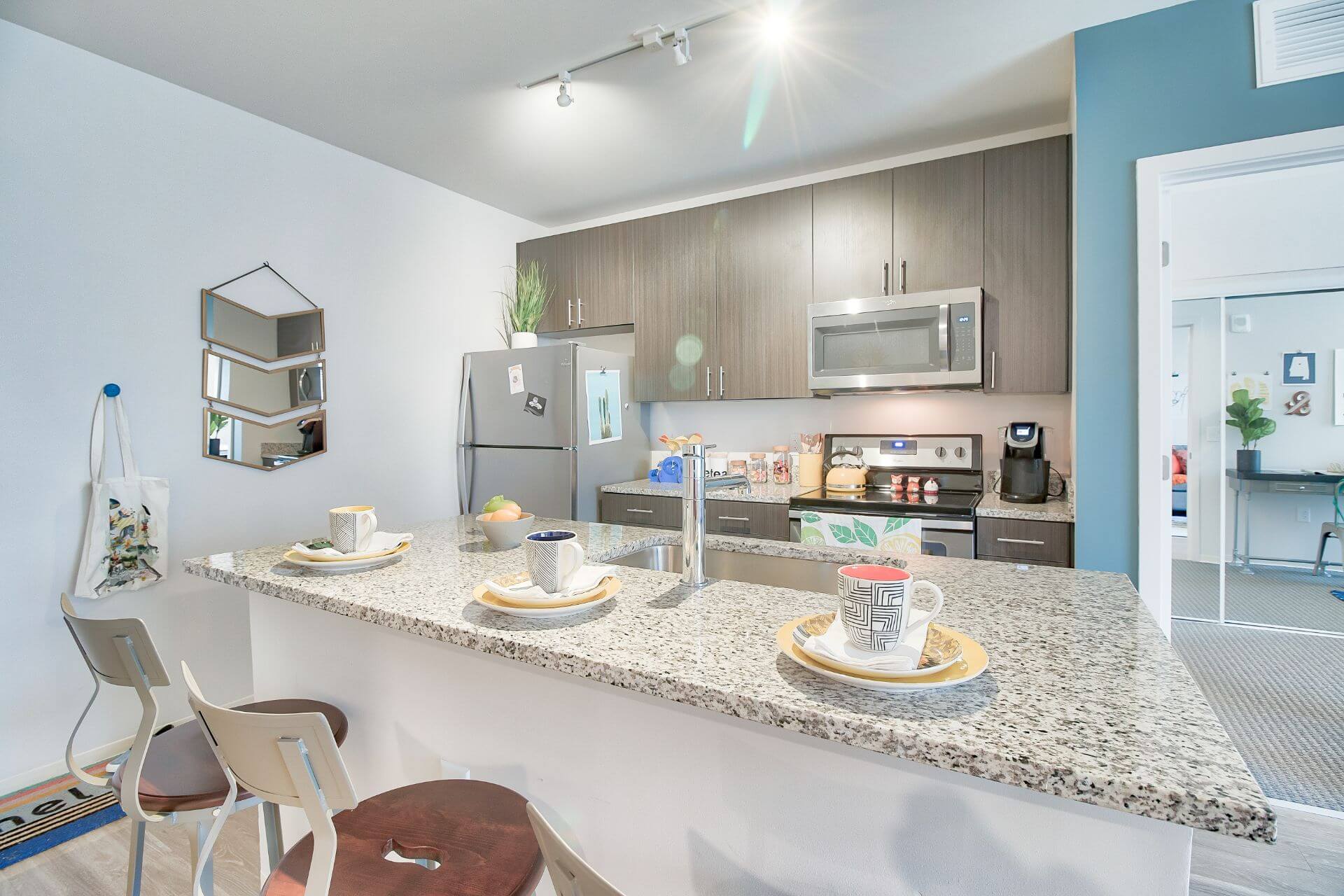 kitchen at west & wright apartments