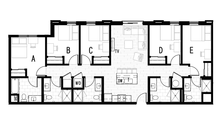 Five Bedroom Five Bathroom floor plan