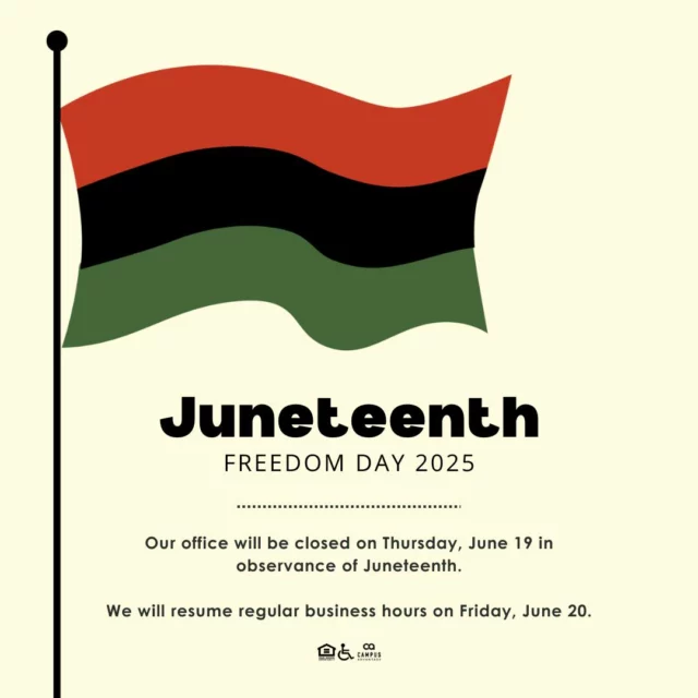 Happy Juneteenth! We commemorate the end of slavery in the United States and celebrate freedom, justice, and equality for all. Our office will be closed to honor the resilience and spirit of those who fought for freedom, and continue the journey towards a more just and inclusive society. #Juneteenth